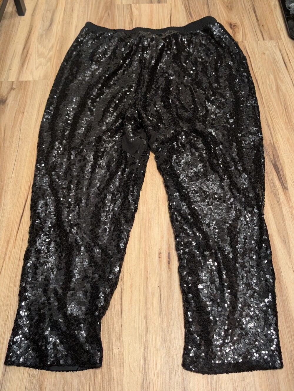 ELOQUII Elements Black Sequin Crop Pants Size 18 | Glam Party Holiday Pants